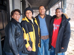 Masheka, his mom, grandmom and cousin Wayne