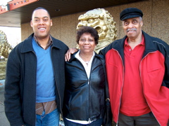 Masheka and grandparents Wilhemina and James at the Cathay Pacific