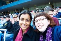 Sarita and Mikhaela, smiling despite the horrors ensuing on the field